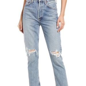 AGOLDE riley high rise straight crop jeans in escalate